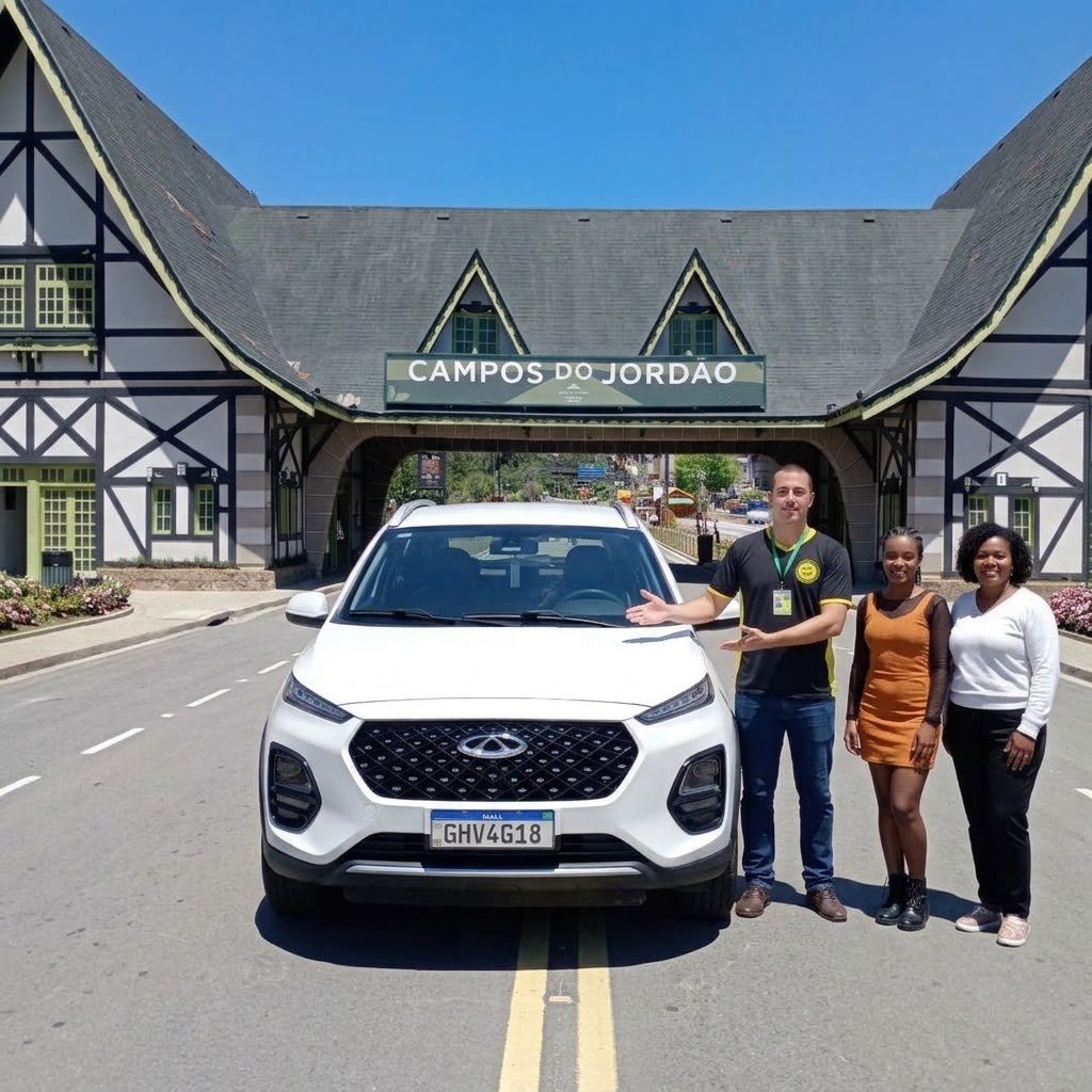 Elias recebendo visitantes no Portal de Campos do Jordão